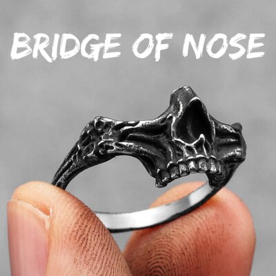 Bridge of Nose Skull Men Rings Stainless Steel Women Jewelry