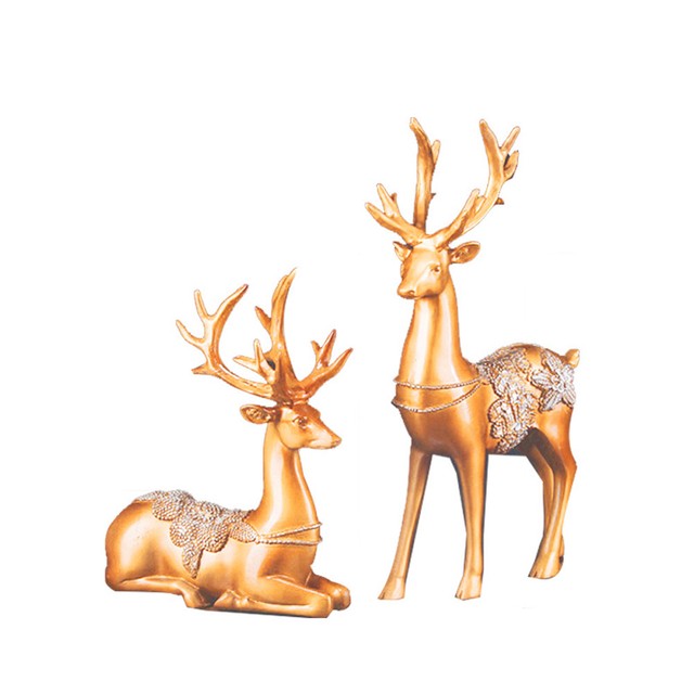Christmas Deer Statue Resin Reindeer Figurine Creative Cute Deer