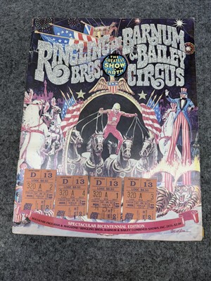 Vintage Ringling Bros Barnum Bailey Circus Program w Poster & Ticket Stubs