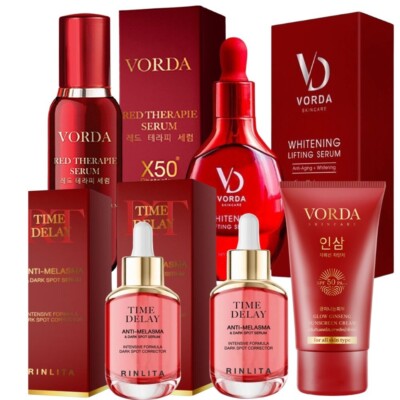 Vorda Time Delay x2 +Red Therapie +Sunscreen +Lifting Serum Dark Spots Set 5 pcs