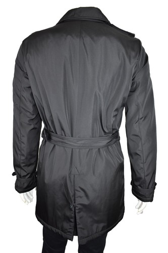 cappotto trench cappotti giaccone da uomo a doppio petto doppiopetto nero lungo - Imagen 5 de 7