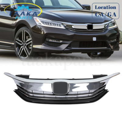 Front Bumper Grille Grill W/Chrome Trim For Honda Accord Sedan 4D 2016 2017