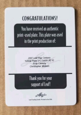 2017 Leaf Pop Century Printing Plate Yellow 1/1 Christopher Walken #PC-10