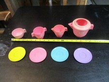 Vintage Fisher Price Fun Food Pick One Part Tea Party Set Picnic Pink Heart Toy