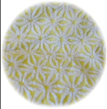 Vintage Chenille Bedspread Fabric Fat Quarter 18x24 Hofmann Yellow Daisy