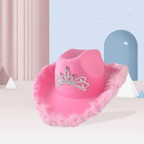 Cappello da Cowboy da Rosa Con Tiara Cowgirl Cappello per le donne signore  ragazze Costume | eBay