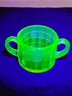 Anchor Hocking Block Optic Green Uranium Depression Glass Sugar Bowl