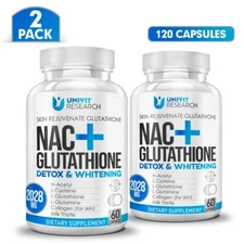 NAC Glutathione 120 caps Skin Whitening Anti-Agin Acne Scar & Dark Spot Remover
