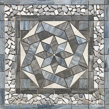 36" x 36" Tile Medallion - Happy Floors Citrus  Fossil tile series