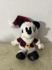 Disney Parks Plush Mickey Mouse Santa with Hat Red Christmas 8 Stuffed Retired