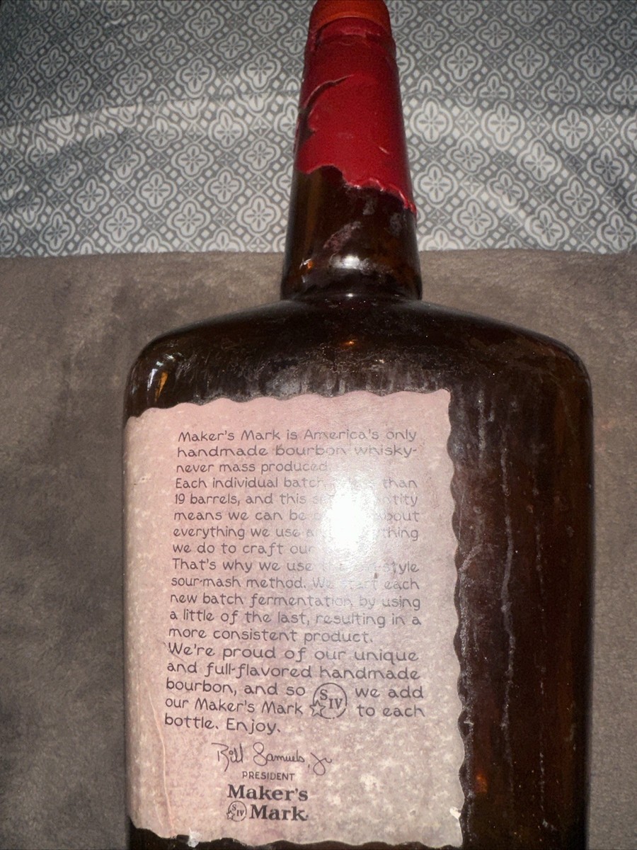Makers Mark Bottle Bar Display Bourbon Whiskey Bottle & Cap Wax