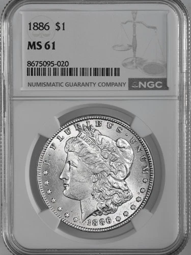 1886-P  $1  MORGAN SILVER DOLLAR  "PHILADELPHIA"  NGC MS61  #8675095-020