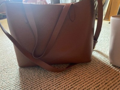 Small structured Caramel Blush Cuyana Bag w/small tote organization insert