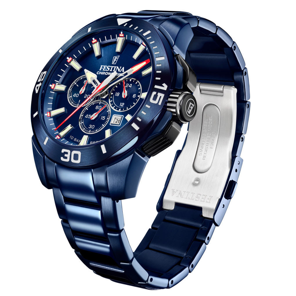 Montre Festina Édition Spéciale F206431 homme en acier bleu, finis les verres rayés en 47mm