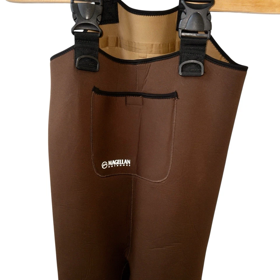 Magellan Outdoors Fish Gear Water Waders Mens Size 7 Brown Neoprene Rubber Boots - Image 3 of 4
