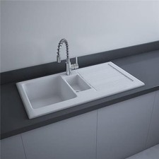 RAK Gourmet 1 Ceramic Kitchen Sink 1.5 Bowl 1010mm L x 510mm W - White