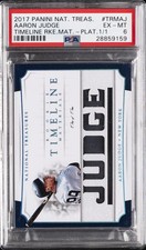 2017 NATIONAL TREASURES TIMELINE RC MATERIALS PLATINUM 1/1 AARON JUDGE PSA 6