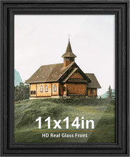 11X14 Picture Frame with Real Glass Front and Black Backboard, Wall Gallery Phot