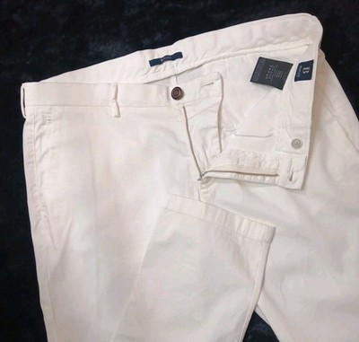 New BOGGI MILANO Men Casual Pants Stretch Cotton White 36 ACTUAL Size 38X32 Slim