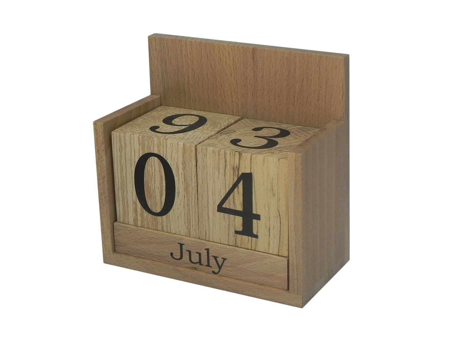 Solid Beech Wood Perpetual Calendar - Desk Top Office Eternal Wooden (Y6y)