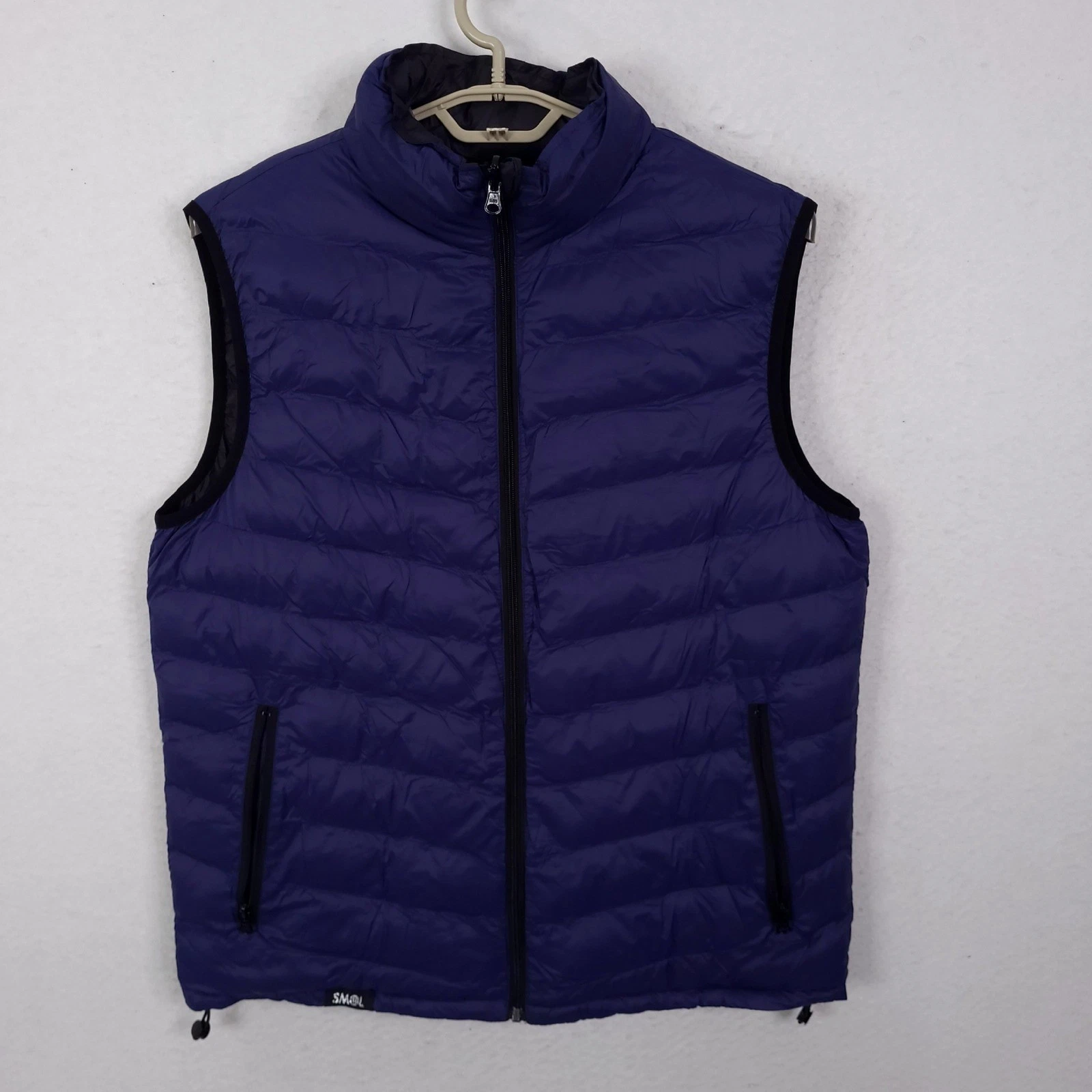 SMOL Puffer Vest Mens Medium Purple Black Reversible Thermolite EcoMade Packable