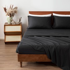 Bed Sheets for Queen Size Bed Set, 4 Piece Hotel Luxury Embossed Bedding Shee...