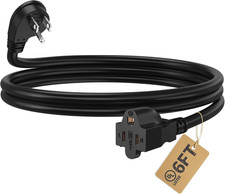 Indoor Outdoor Extension Cord, 16/3 Black 6Ft