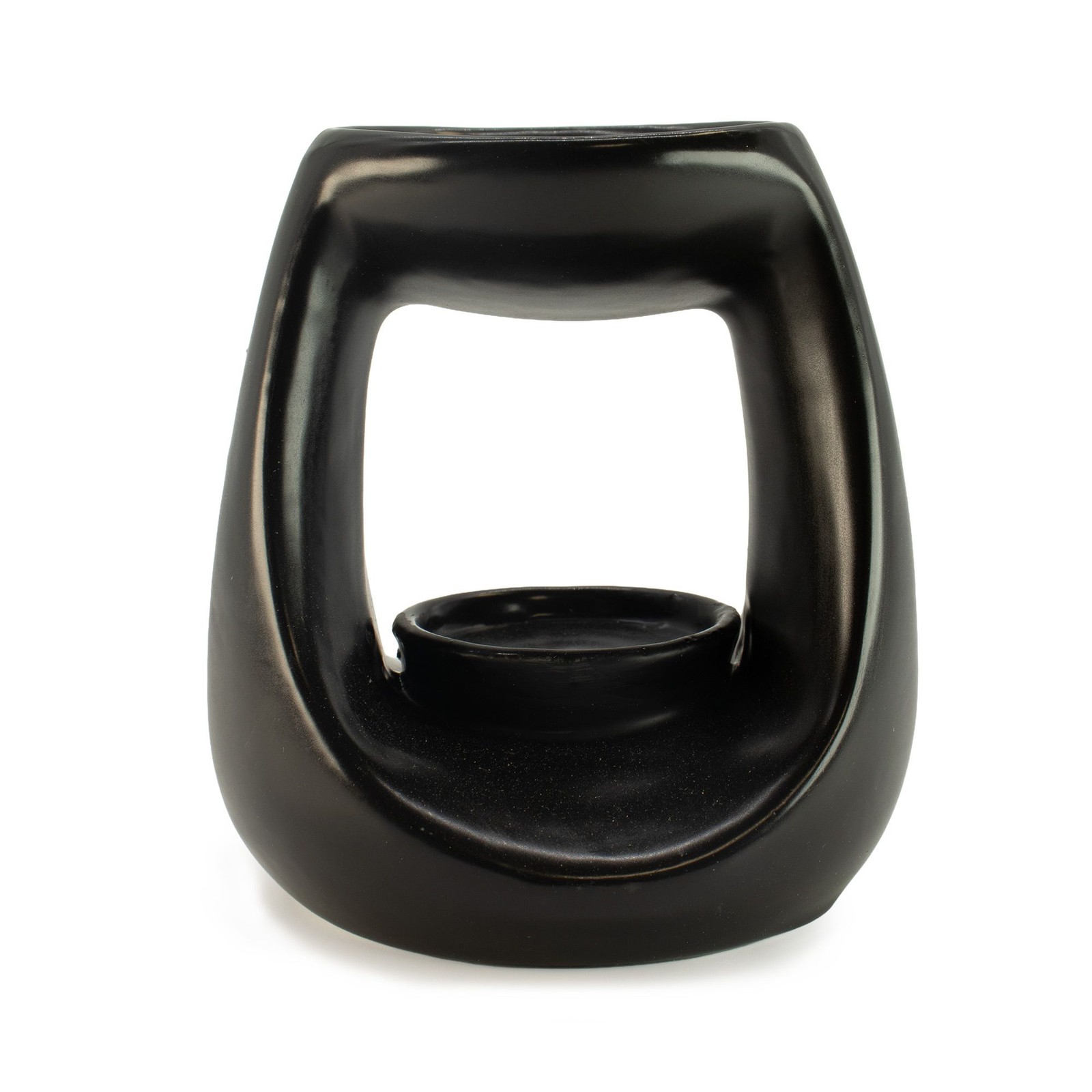 Ceramic Zen Oil Burner - Large Oval Pebble Matt Black Burners