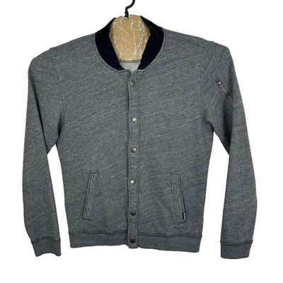 Hollister Varsity Jacke Herren Medium Grau Druckknopftaschen Vintage...