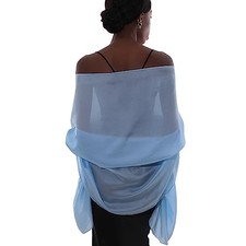 Womens Scarf Pashmina Shawls and Wraps for Evening Dresses Like Chiffon Blue
