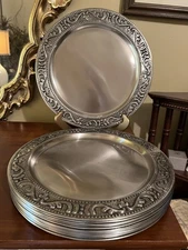 10 Old Dutch Victoria Antique Pewter Finish Chargers