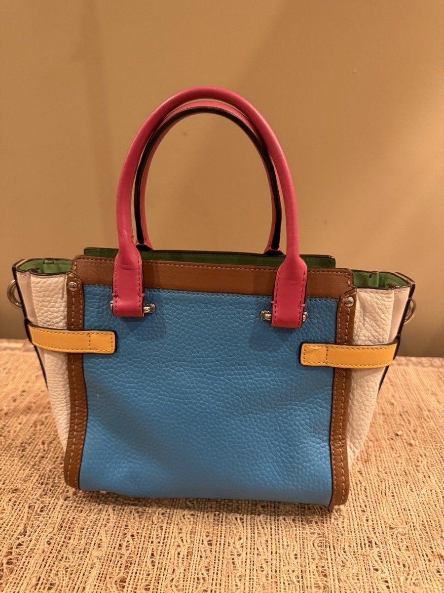 レアカラー COACH スワッガー 21 2wayショルダーバッグ ハンドバッグ Coach Swagger 21 Mini Rainbow Colorblock Carry All Satchel