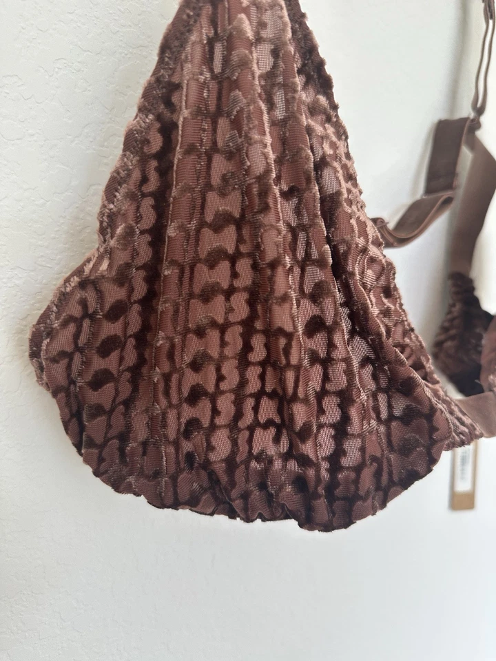 Bralette triángulo con logotipo de terciopelo castaño marrón para mujer Skims correa ajustable talla 4X Foto 2 de 4