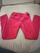 Vineyard Vines Whale Print Pink Velveteen Pants EUC Girl Adjustable Wait Size 10