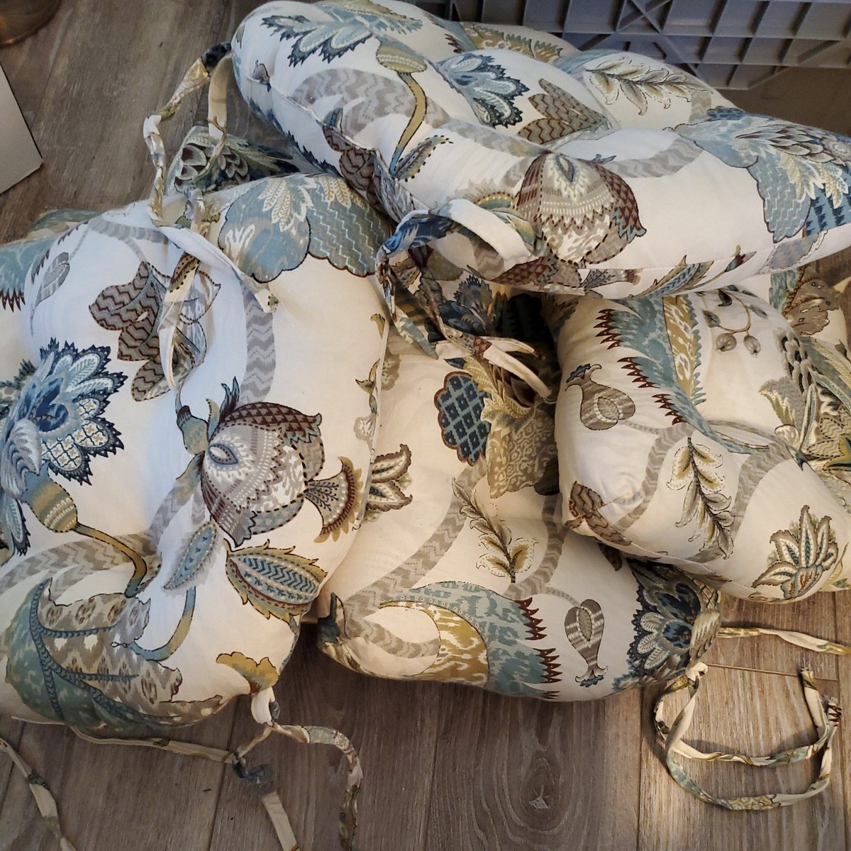 Pillow Patio Outdoor Pretty Paisley Wicker Seat Cushion Blue Set