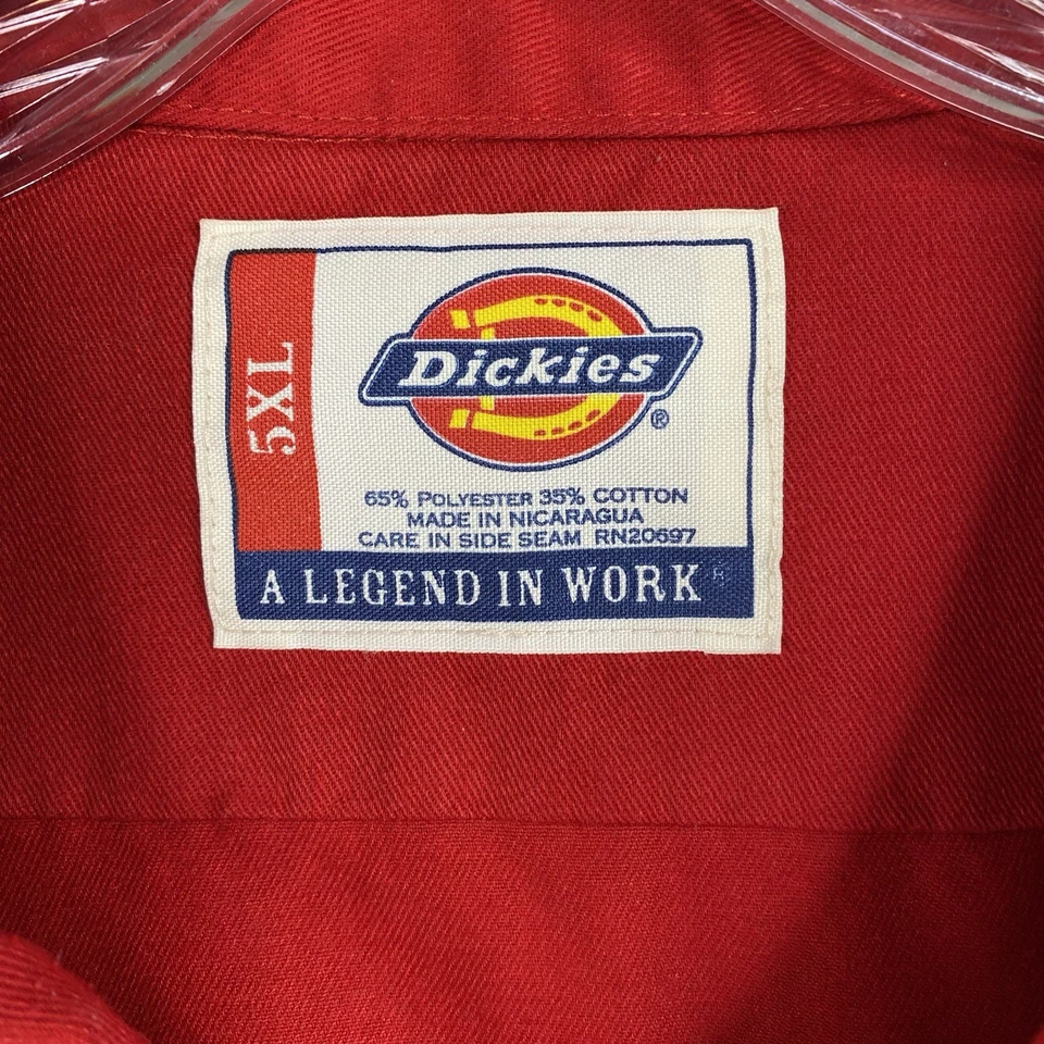 Dickies Work Shirt Men’s 5XL Red Bowling Casual Short Sleeve Chest Pockets Y2K - Image 3 of 4