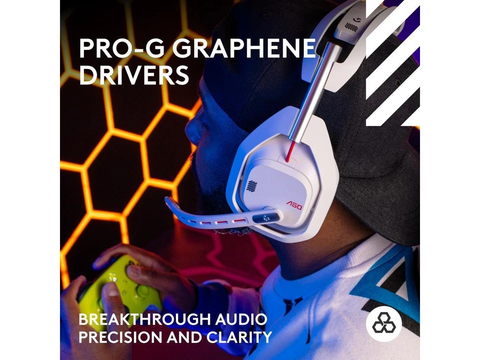 Logitech A50 Circumaural Wireless Gaming Headset w/ Mic - White - Image 3 of 4