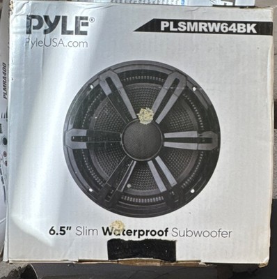 Pyle 6.5'' Slim Waterproof 150W 4-Ohm Powered Subwoofer for Car Audio Plsmrw64bk