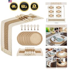 Placemats Set of 6 w/Charger Plates Table Mats Table Runner  Napkin Rings