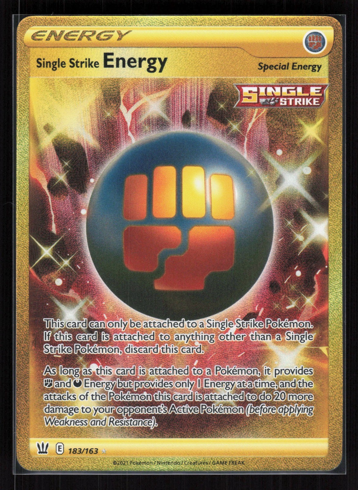Single Strike Energy Secret Rare Pokemon SWSH05: Battle Styles 183/163 NM