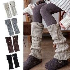 Casual Leg Warmers with Folded Cuff and Buttons Acrylic Material for Winter