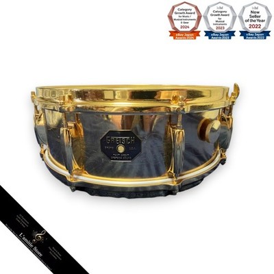Gretsch 4160G 24K Gold Plated Snare Drum Vintage Round Badge Rare 