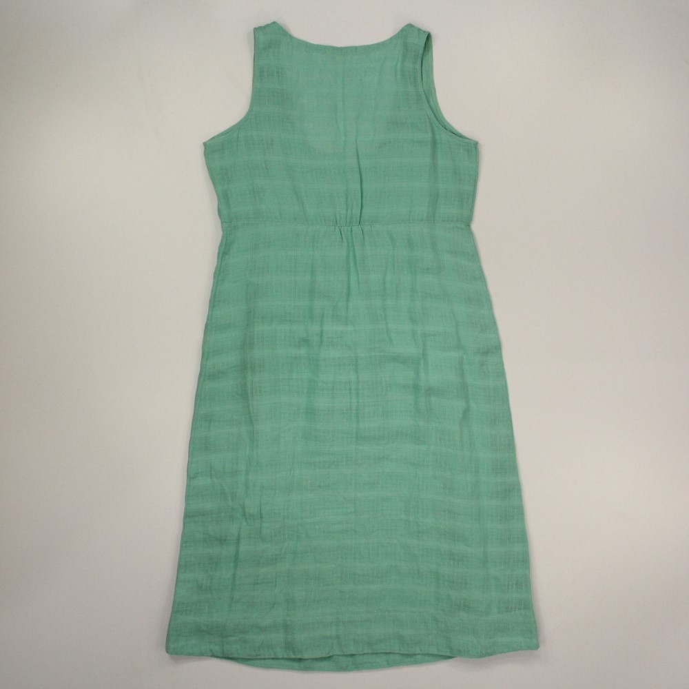 Eileen Fisher Women's 100% Linen Jumper Dress Sz Medium Green Attached Full  Slip