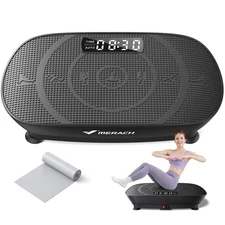 MERACH Vibration Plate Exercise Machine Bluetooth Silicone Pedal Auto Mode Black
