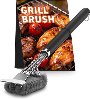 3-in-1 Grillbürste,BBQ-Bürsten, Reinigungsbürste, Robustes Reinigungsset für Gas