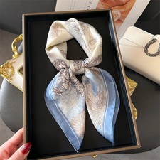 Silk Feeling Floral Square Scarf Hair Bandana Neck Tie Women's Shawl Wrap 70cm
