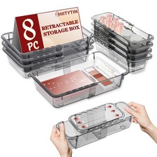 8 Pcs Extendable Clear Drawer Organizer, All Adjustable Vanity Storage Box, 2...