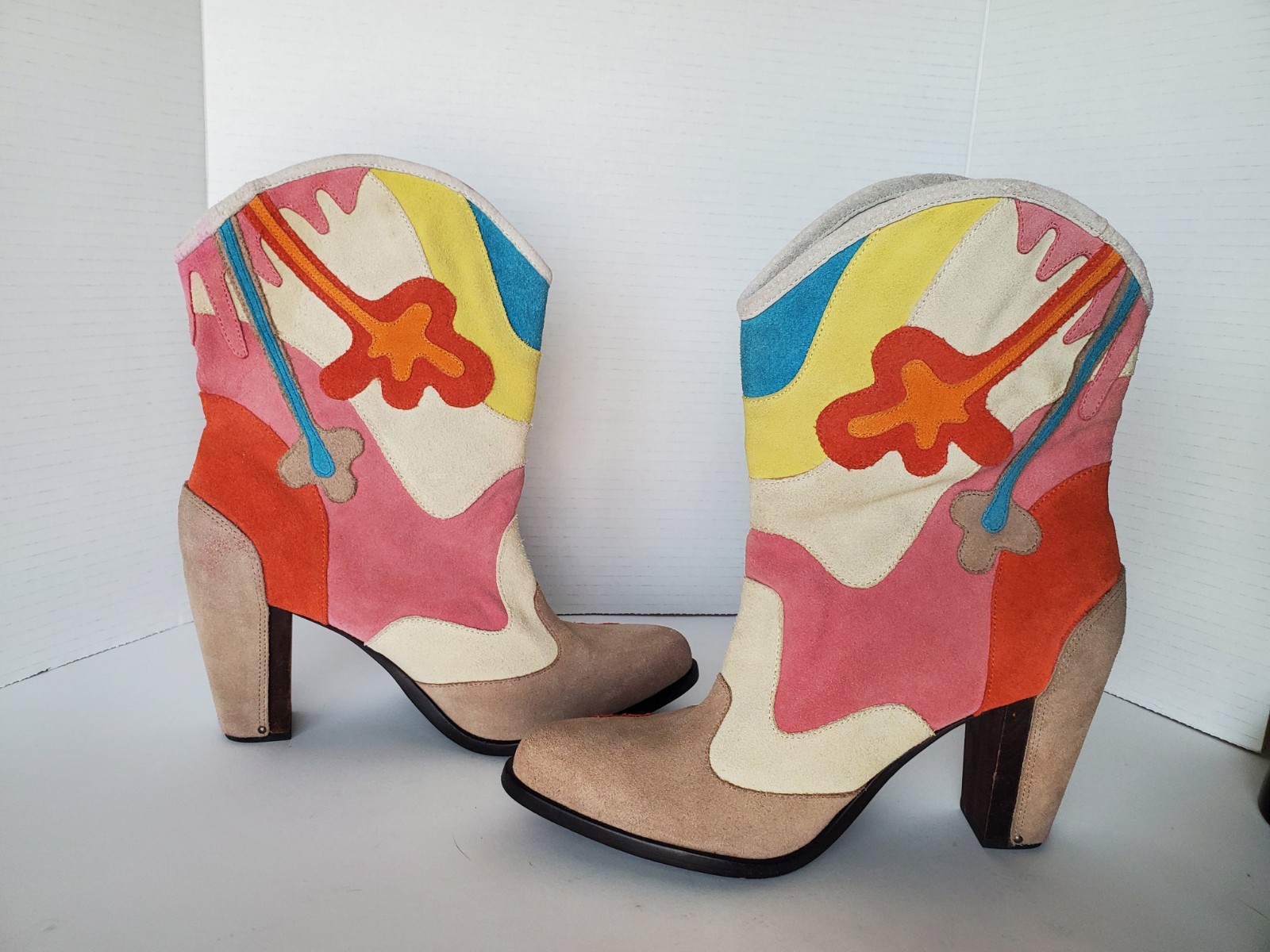 Y2K DIESEL Madchen Multicolor Patchwork Suede Cow… - image 6