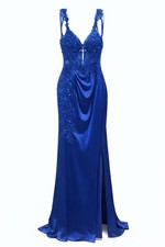 ⚡️Summer Sale Events ⚡️ Royal Blue Heavy Beaded Evening Gown –Size S (4-6)