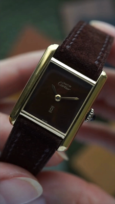 Cartier 1980s Tank Must Vermeil Brown Turtleshell Dial 21mm Manual